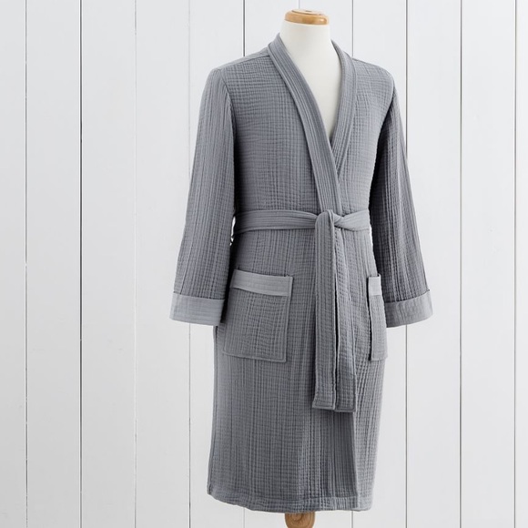 Pottery Barn Other - Pottery barn soft cotton robe in light gray